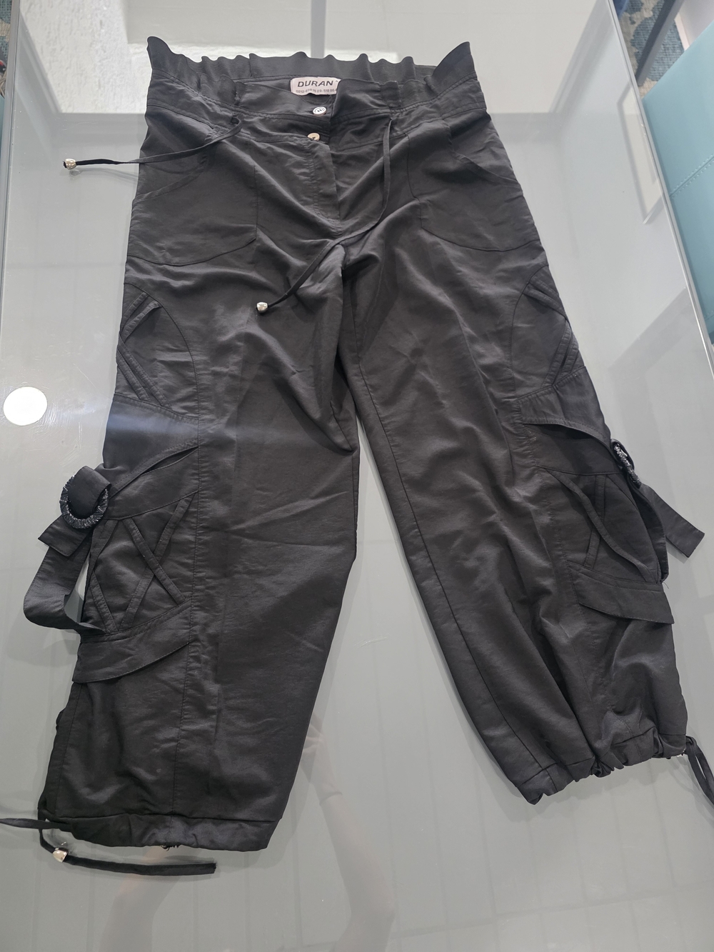 Duran Black Cargo Capri Pants